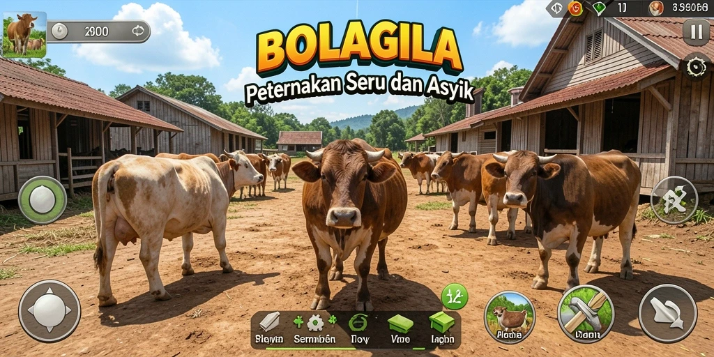 Tampilan gameplay seru BOLAGILA dengan aktivitas bertani.