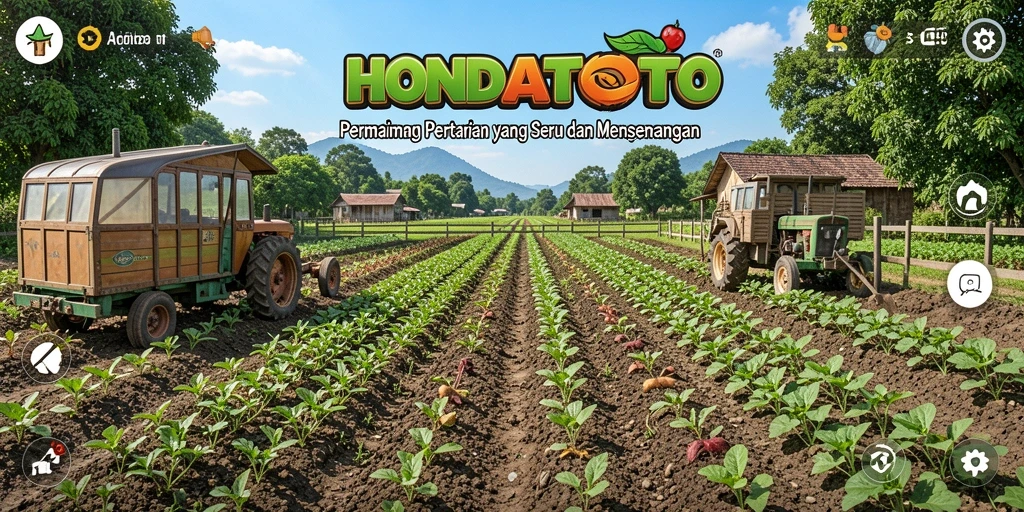 Screenshot tampilan gameplay HONDATOTO menampilkan kegiatan bertani yang seru.