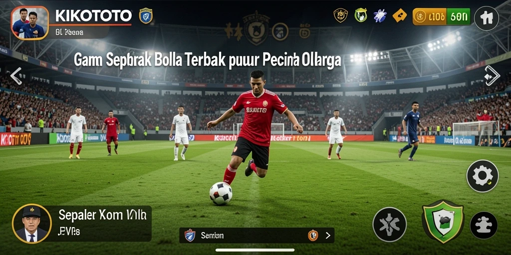 Tangkapan layar KIKOTOTO menampilkan aksi seru di lapangan sepak bola.