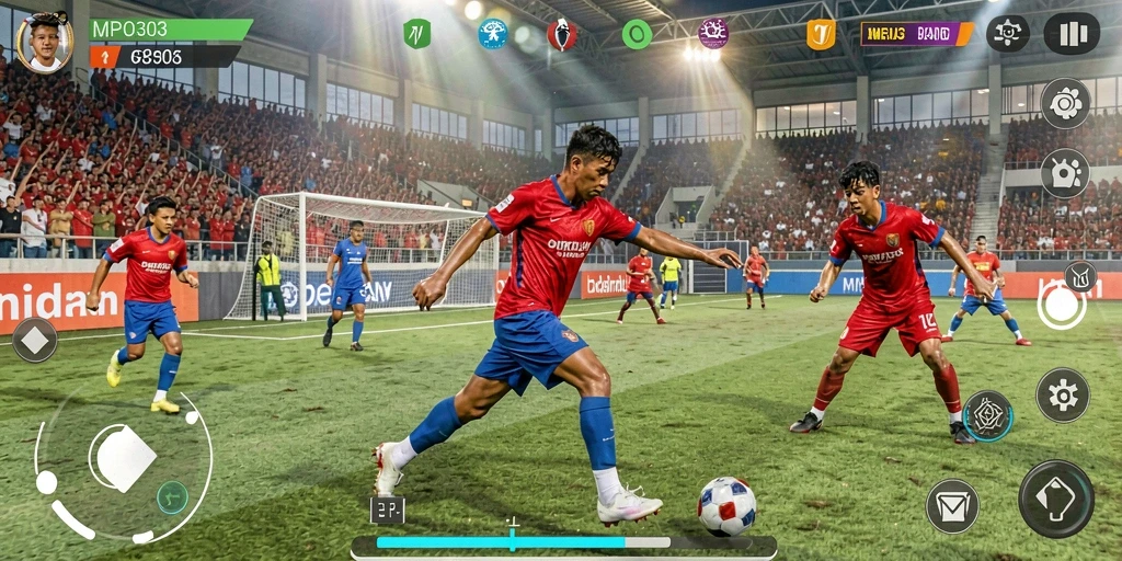Tampilan gameplay seru dalam MPO303 yang menampilkan pertandingan olahraga.