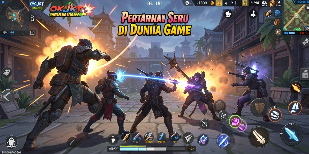 Tampilan utama gameplay OKJKT dengan karakter bertarung.