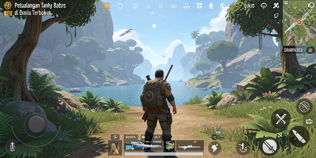 Tampilan gameplay SAVAYA303 yang penuh eksplorasi dunia terbuka.