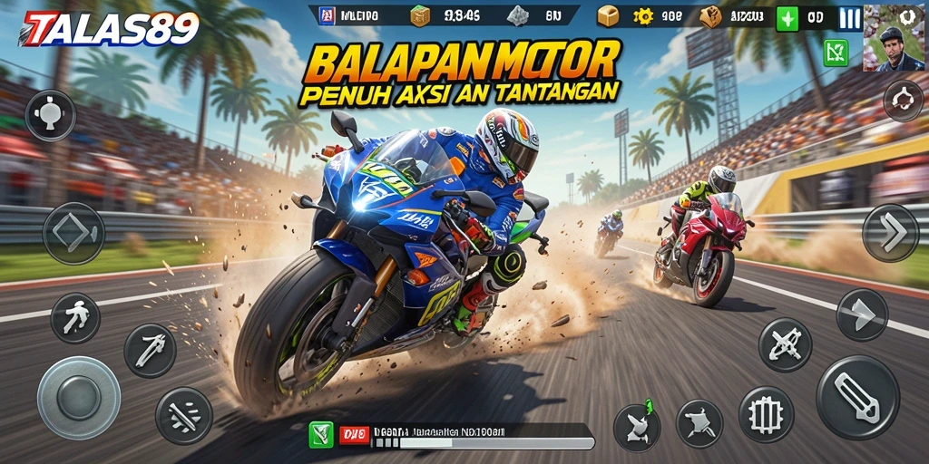 Tampilan menarik dari gameplay balapan motor TALAS89 yang mendebarkan.